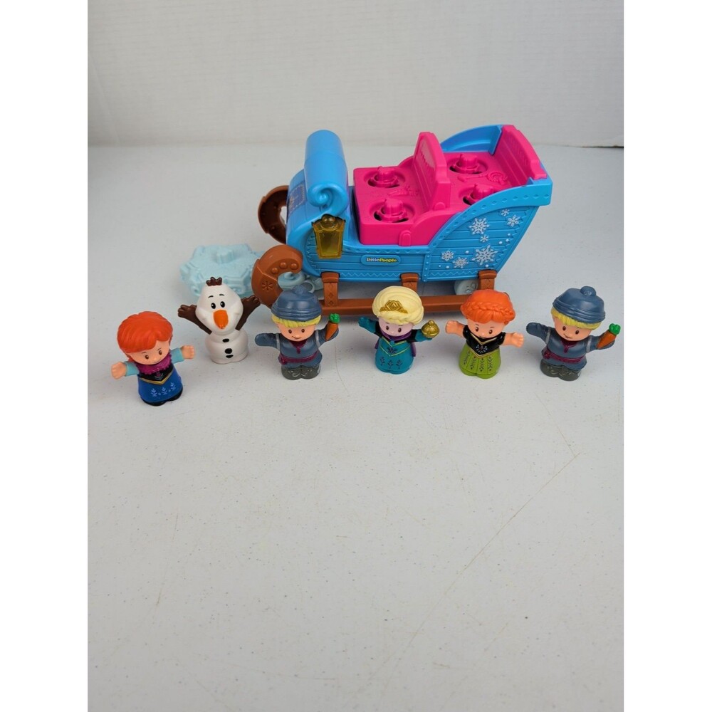 Fisher Price Little People Disney Frozen Kristoff's Sleigh w/Elsa Anna Olaf Sven